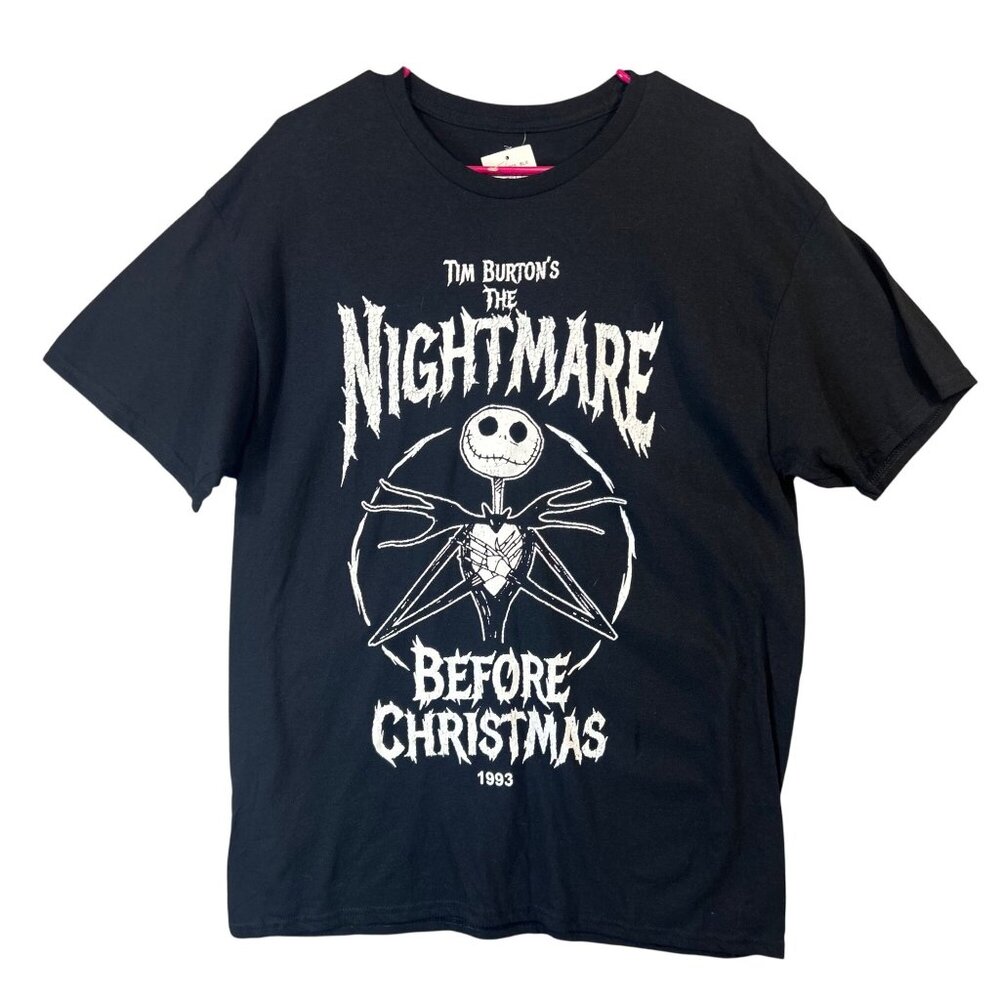Disney Tim Burtons The Nightmare Before Christmas Black T-Shirt Size L 100% NWT